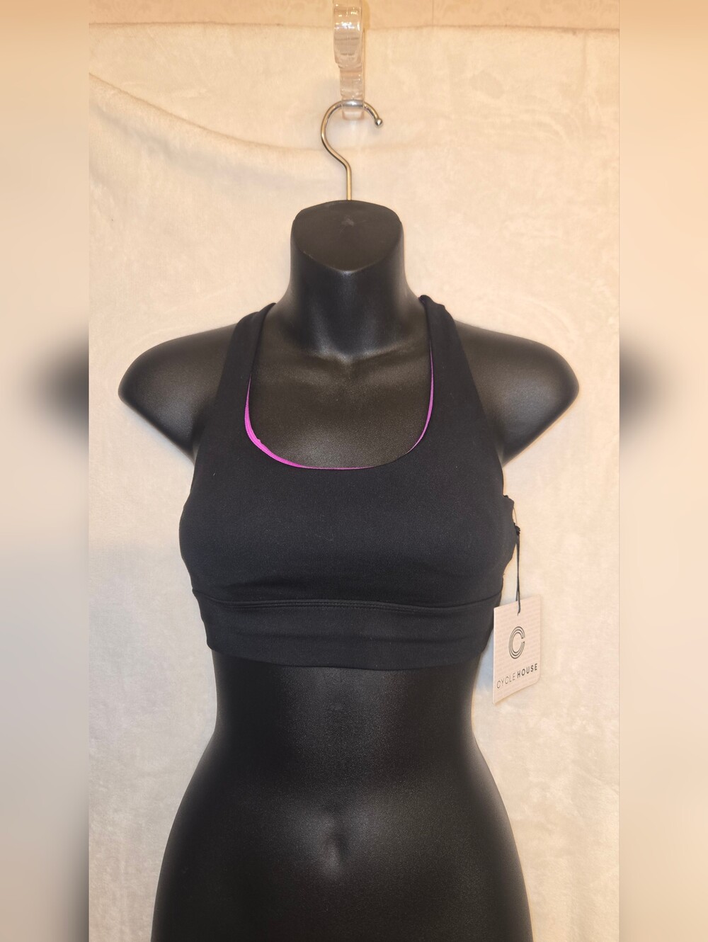 Cycle House Dandelion Sports Bra Black Purple Stretch XS NWT CH002947